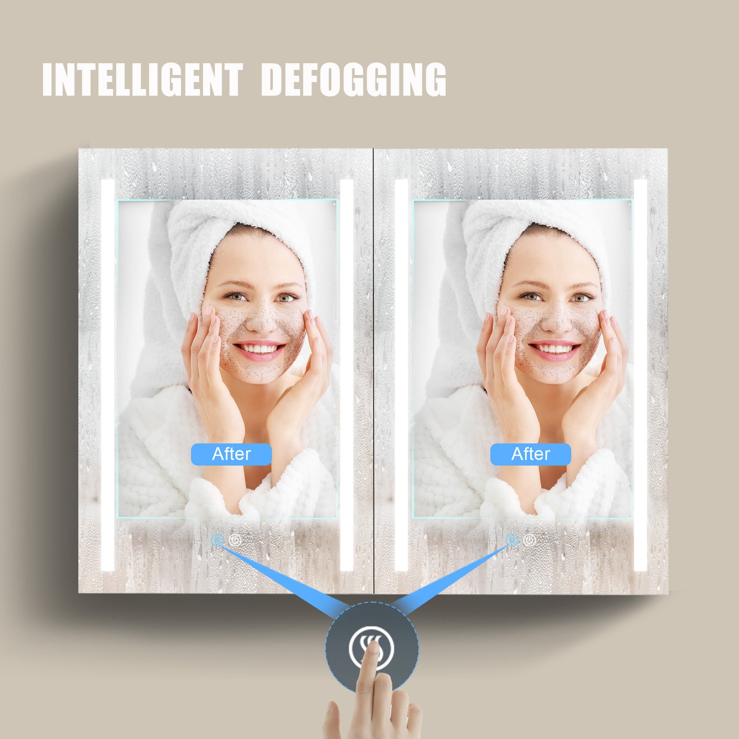 40x30 Inch LED Bathroom Medicine Cabinet Surface Mount Double Door Lighted Medicine Cabinet, Medicine Cabinets for Bathroom with Mirror Defogging, Dimmer White