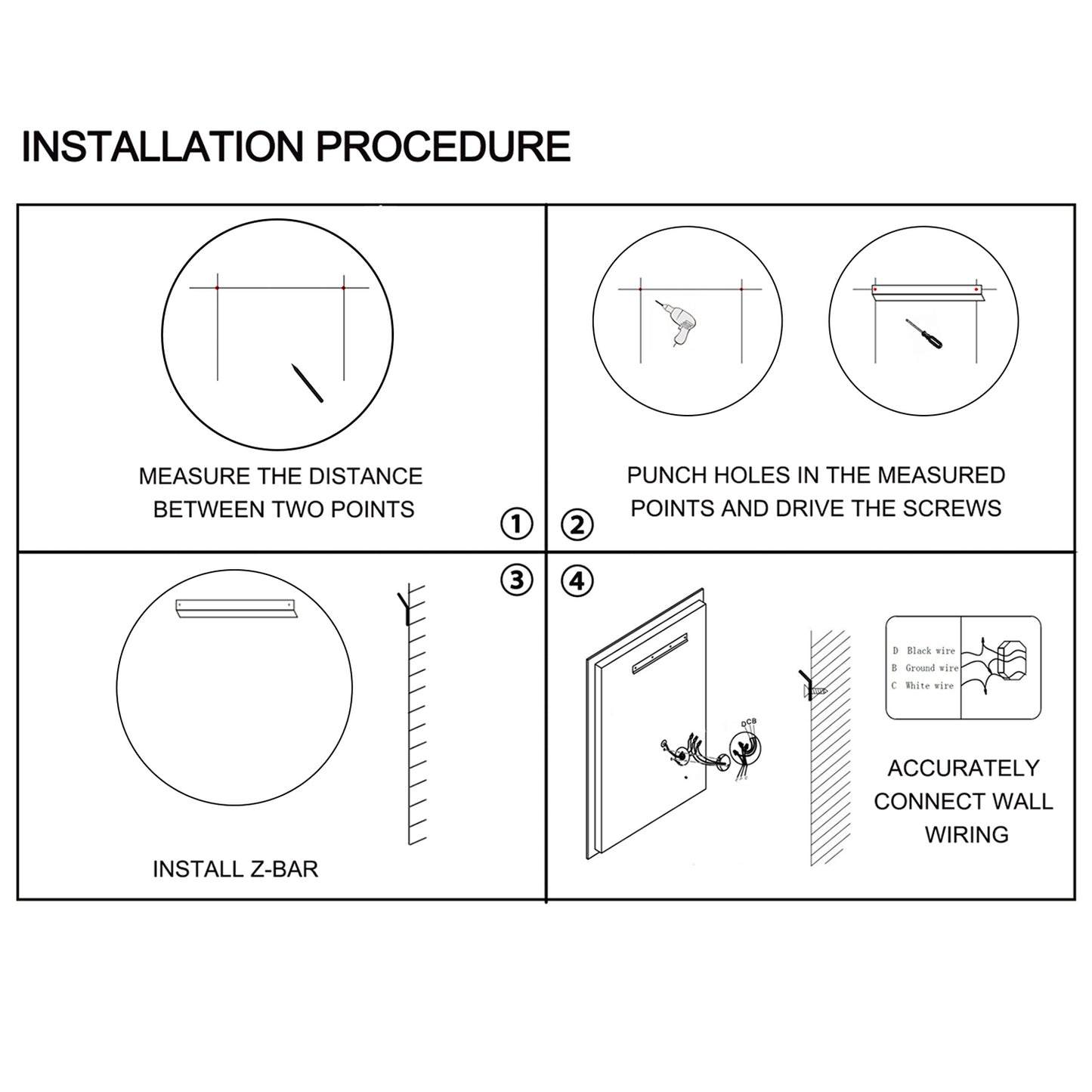 24 Inch LED Round Bathroom Mirror ANTI-FOGGING AND WATERPROOF