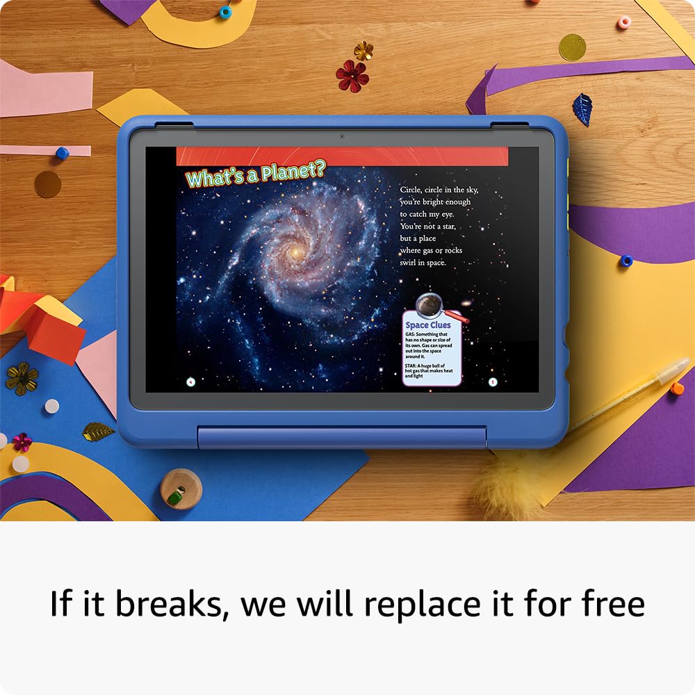 Amazon Fire HD 10 Kids Pro tablet (newest model) ages 6-12. Bright 10.1" HD screen, includes ad-free content, robust parental controls, 13-hr battery and slim case for older kids, 32 GB, Nebula