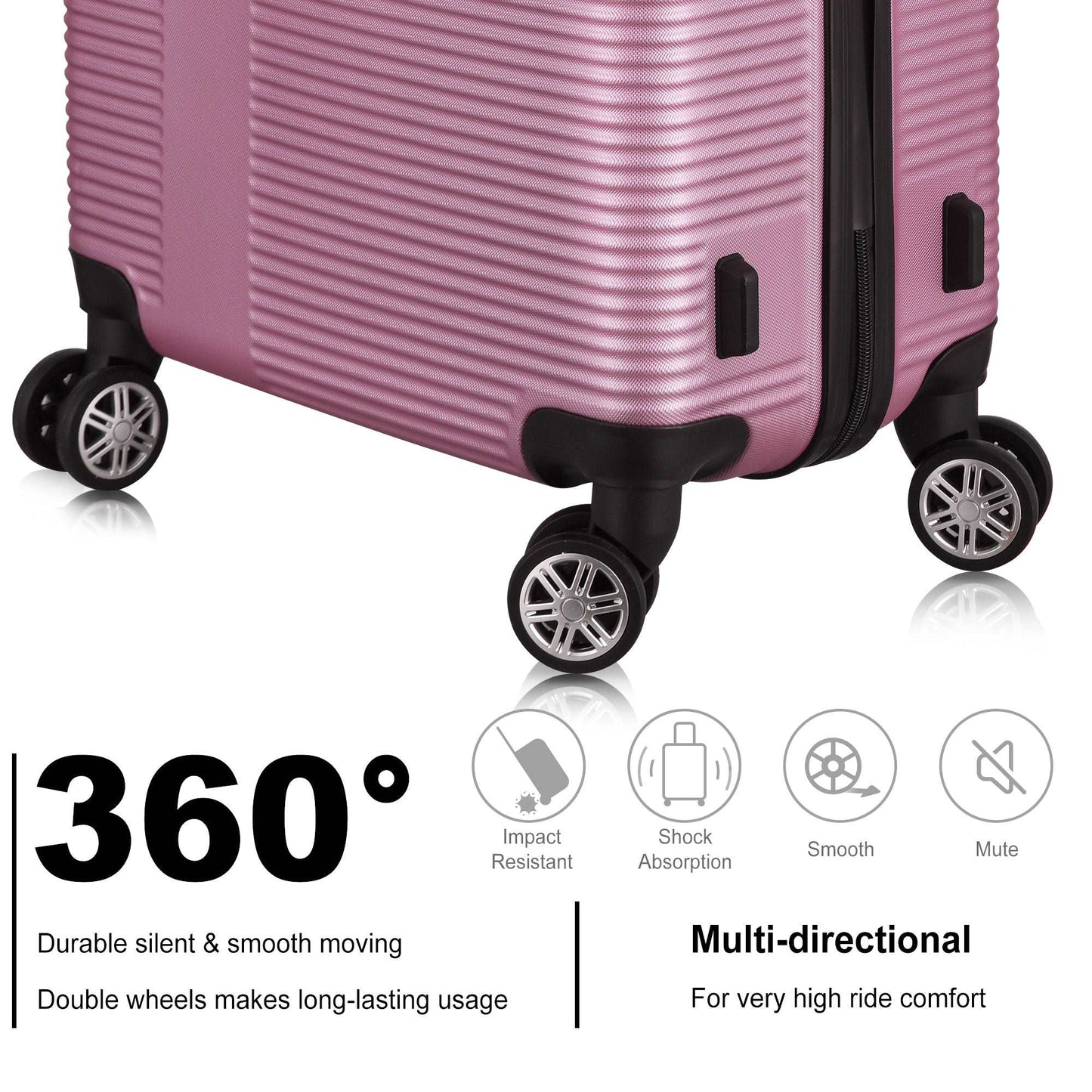 3 Piece Luggage with TSA Lock ABS, Durable Luggage Set, Lightweight Suitcase with Hooks, Spinner Wheels Cross Stripe Luggage Sets 20in/24in/28in