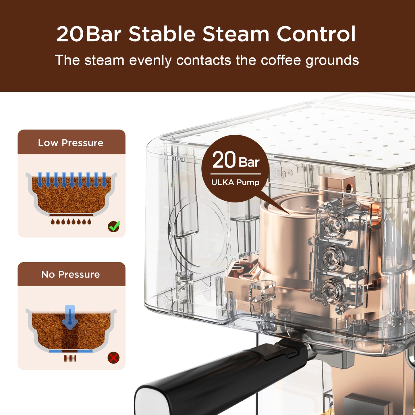 Geek Chef Espresso Machine, Espresso and Cappuccino latte Maker 20 Bar Pump Coffee Machine Compatible with ESE POD capsules filter&Milk Frother Steam Wand,950W,1.5L Water Tank Ban on Amazon