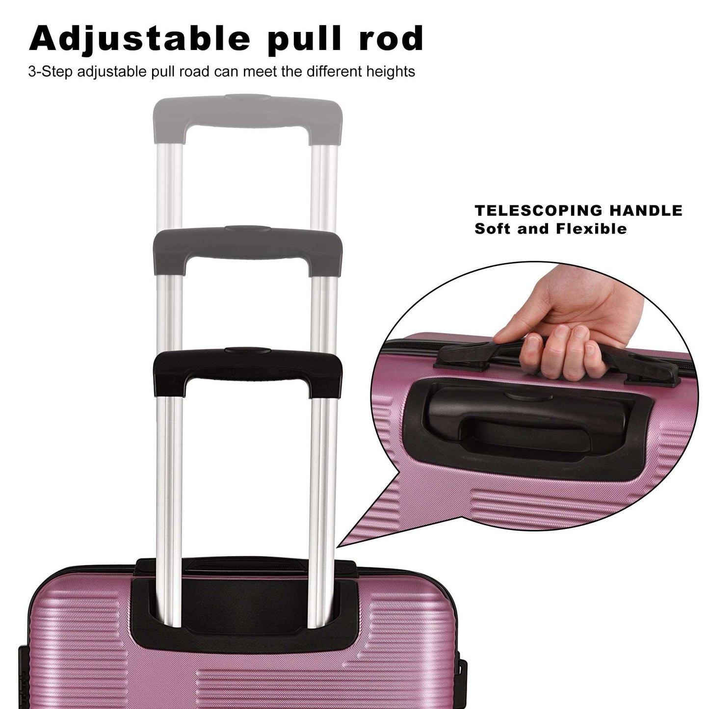 3 Piece Luggage with TSA Lock ABS, Durable Luggage Set, Lightweight Suitcase with Hooks, Spinner Wheels Cross Stripe Luggage Sets 20in/24in/28in