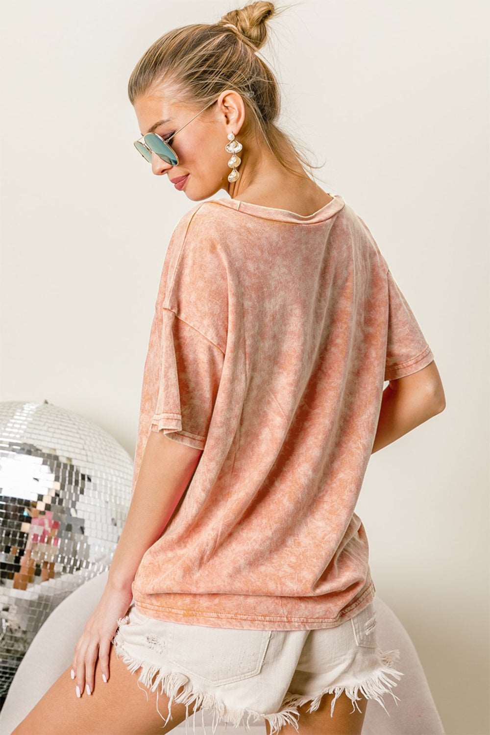 "Make a bold statement with our fearless fashion." Washed American Flag Graphic Distressed T-Shirt