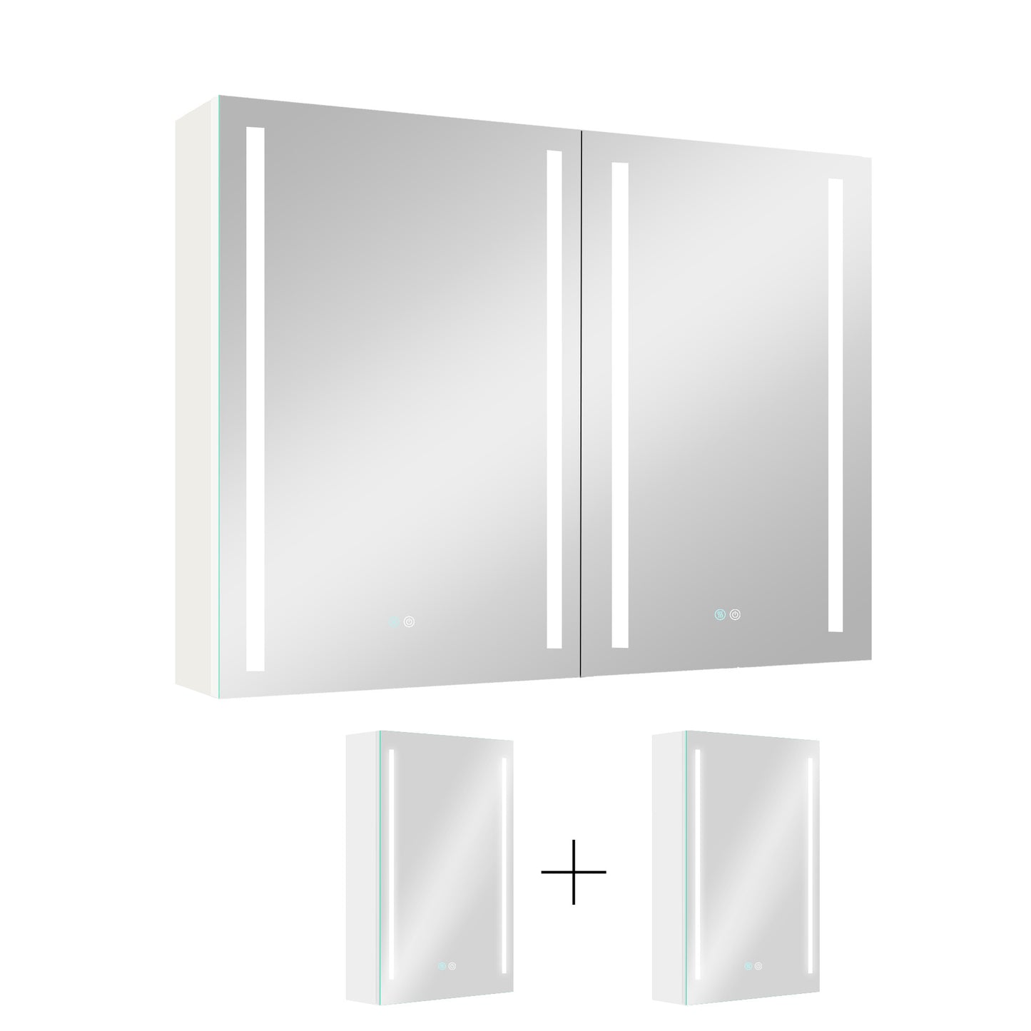 40x30 Inch LED Bathroom Medicine Cabinet Surface Mount Double Door Lighted Medicine Cabinet, Medicine Cabinets for Bathroom with Mirror Defogging, Dimmer White