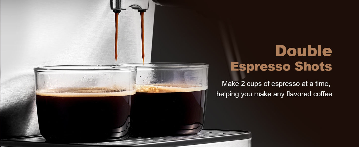 Geek Chef Espresso Machine, Espresso and Cappuccino latte Maker 20 Bar Pump Coffee Machine Compatible with ESE POD capsules filter&Milk Frother Steam Wand,950W,1.5L Water Tank Ban on Amazon