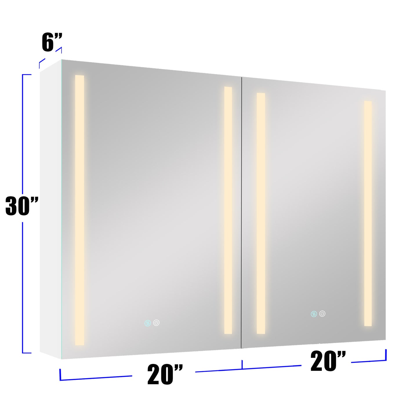 40x30 Inch LED Bathroom Medicine Cabinet Surface Mount Double Door Lighted Medicine Cabinet, Medicine Cabinets for Bathroom with Mirror Defogging, Dimmer White