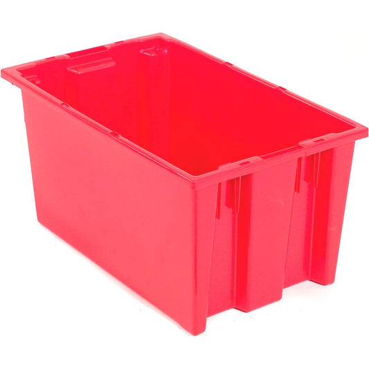 Global Industrial 274311RD Stack and Nest Storage Container SNT180 No Lid 18 x 11 x 6, Red (12 BIN PACK)