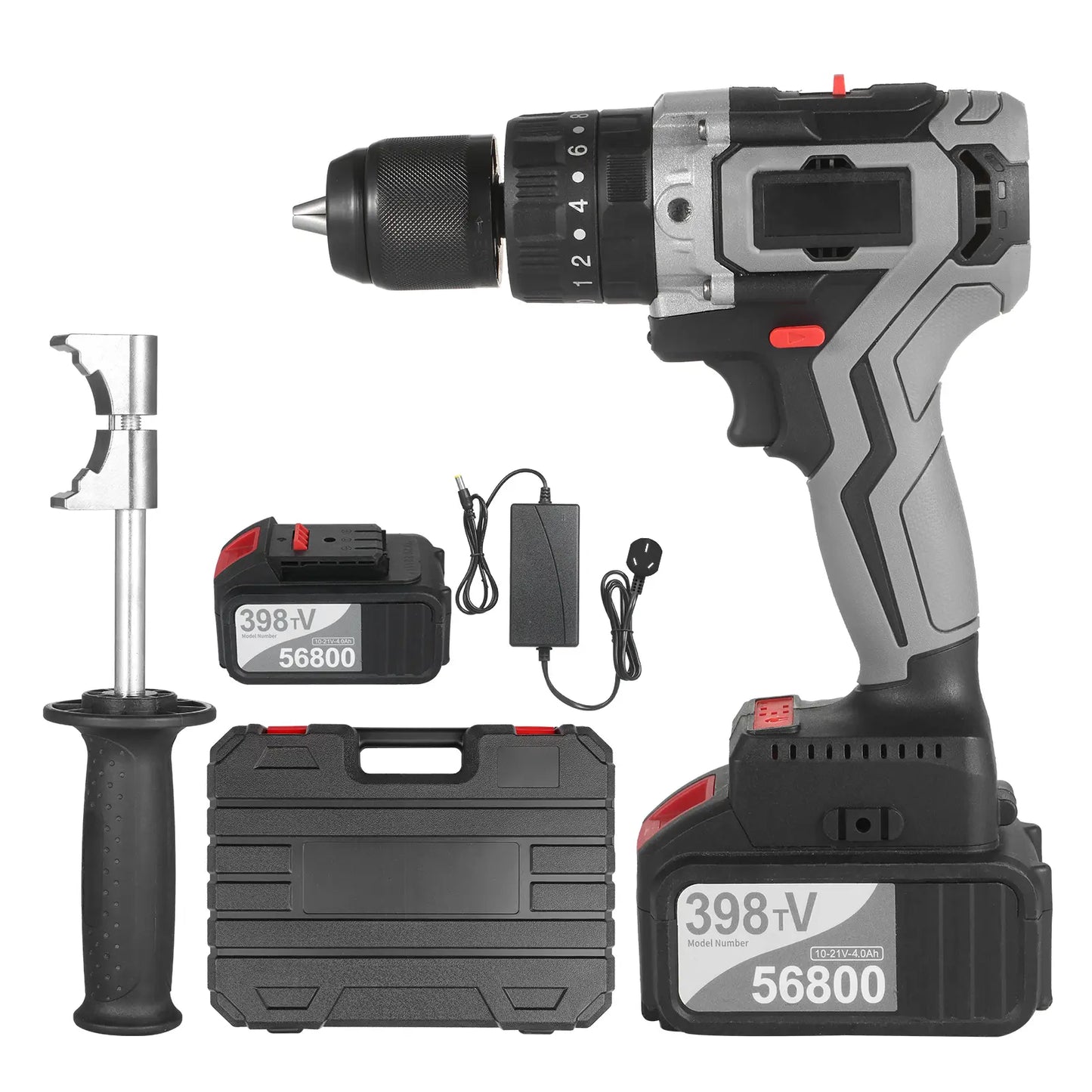 Home Cordless Electric Drill Driver 21V 30A Batteries Max Torque 200N.m Variable Speed Impact Hammer Drill Electric Screwdriver