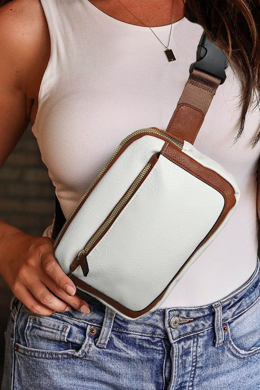 Look sexy with this White Adjustable Strap Mini PU Leather Crossbody Bag