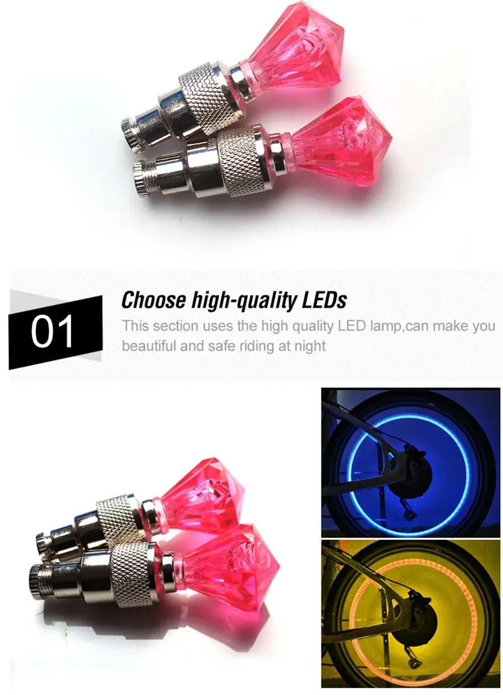 1pc Neon Bicycle Spoke Lights Bicycle Wheel Lights With Battery For Mountain Road Bike Motorcycle LED Tyre Tire Valve Caps Light