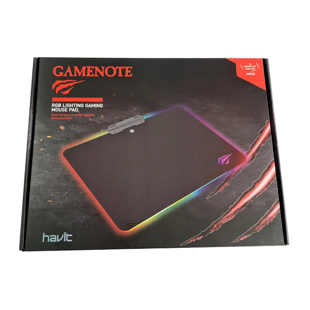 MP02 LED PC light mouse pad, USB cable mouse pad, 10 color modes, non-slip, touch button