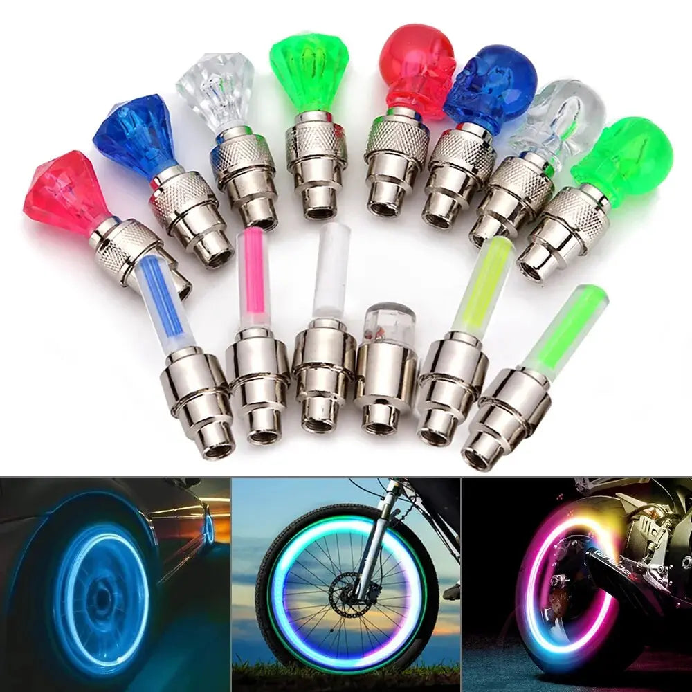 1pc Neon Bicycle Spoke Lights Bicycle Wheel Lights With Battery For Mountain Road Bike Motorcycle LED Tyre Tire Valve Caps Light