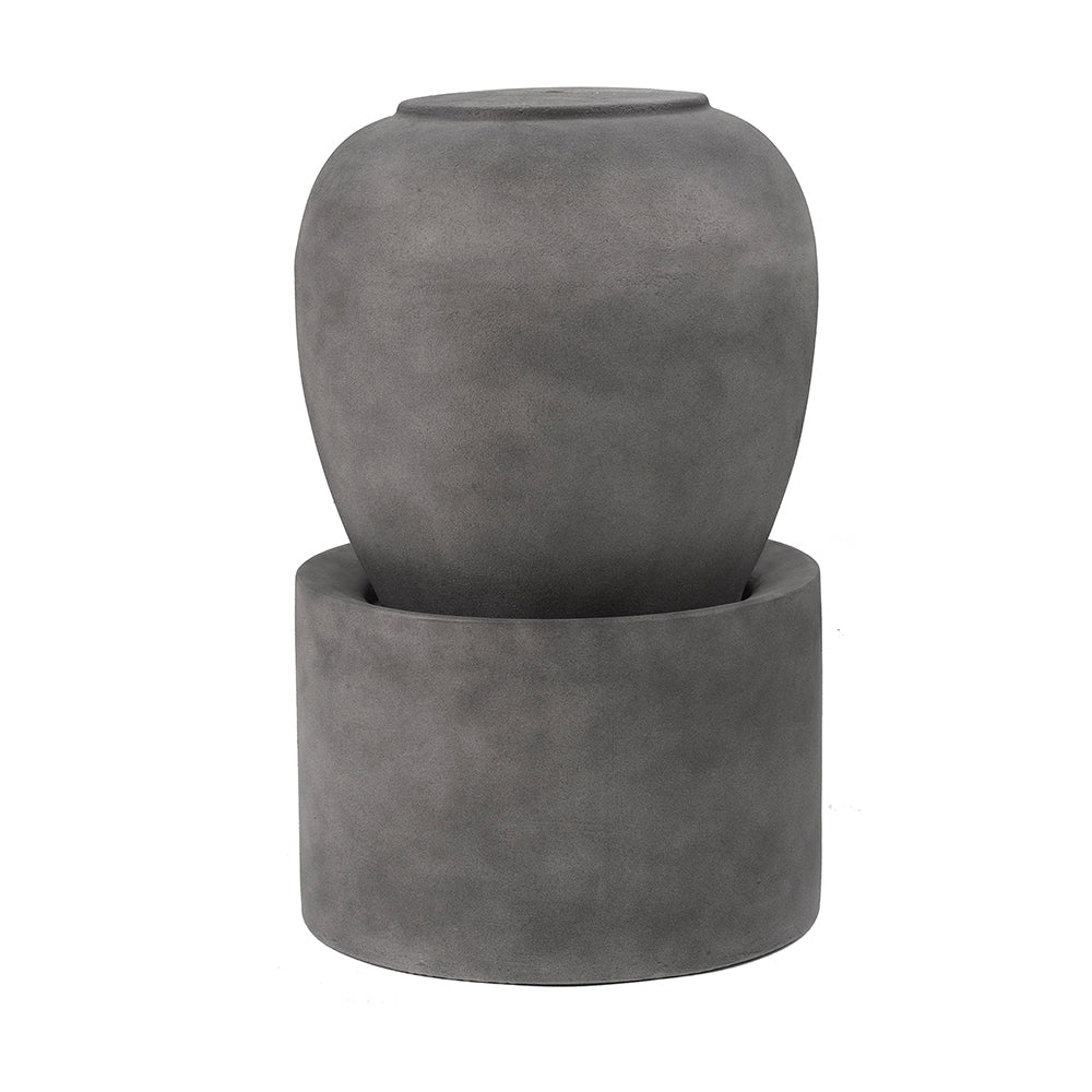 19.5x19.5x32.5" Heavy Outdoor Cement Fountain Antique Gray, Cute Unique Urn Design Water feature For Home Garden, Lawn, Deck & Patio