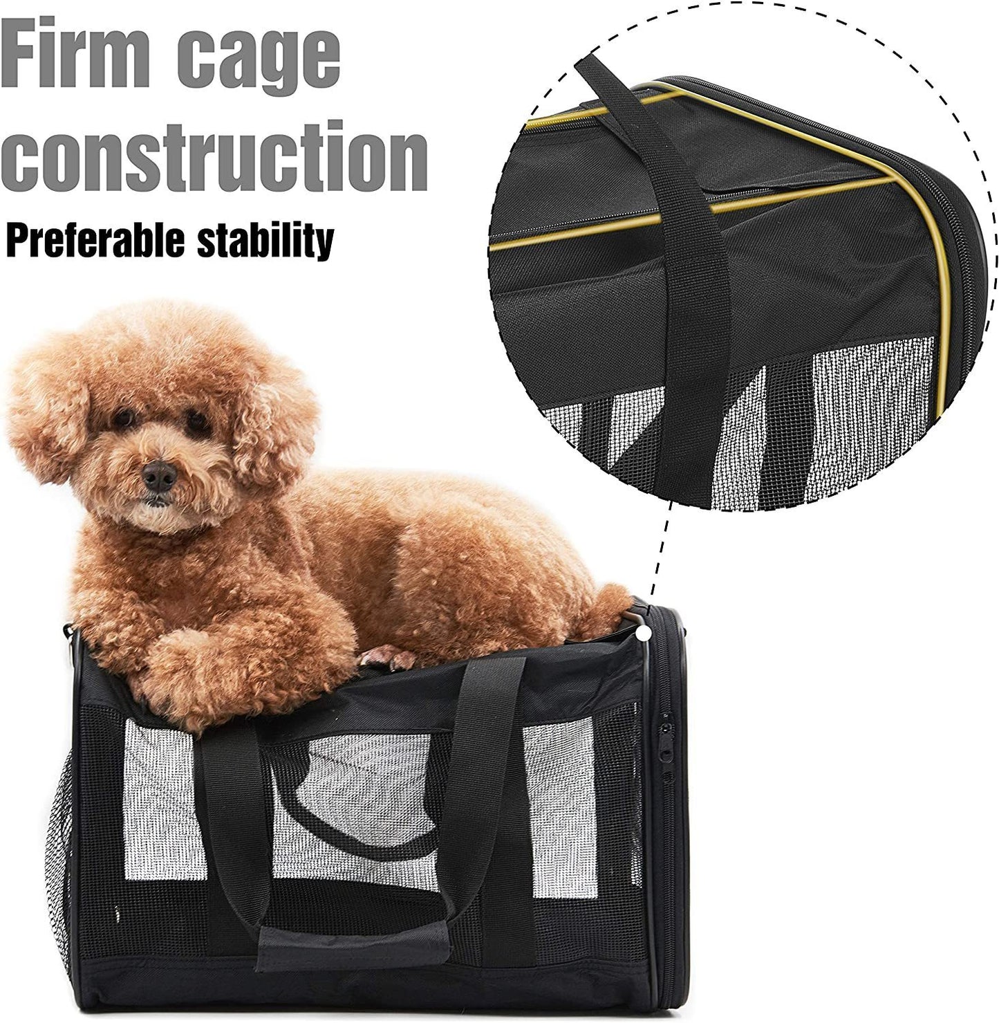 ScratchMe Pet Travel Carrier Soft Sided Portable Bag for Cats, Small Dogs, Kittens or Puppies, Collapsible, Durable, Airline Approved, Travel Friendly, Carry Your Pet with You Safely and Comfortably