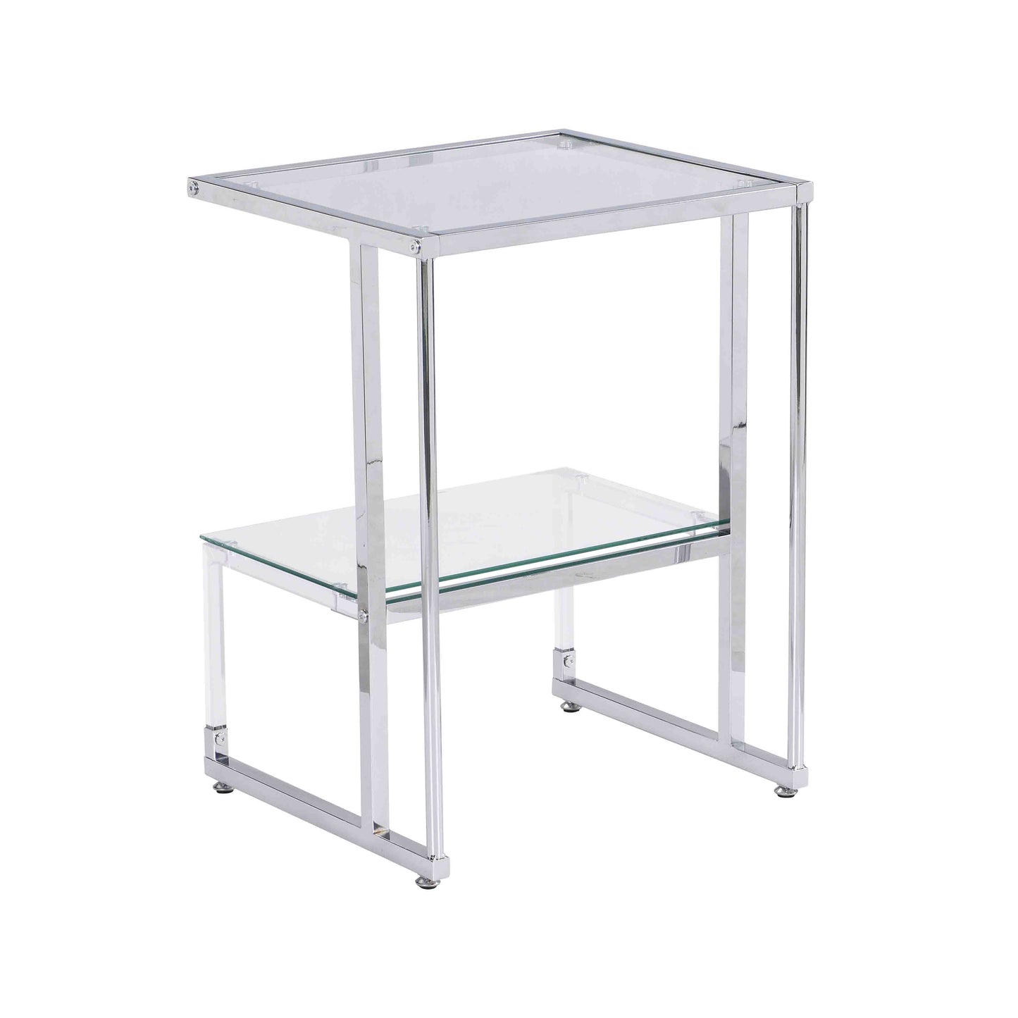 L-Shape 2-Tier Acrylic Glass End Table for Living Room&Bedroom_5