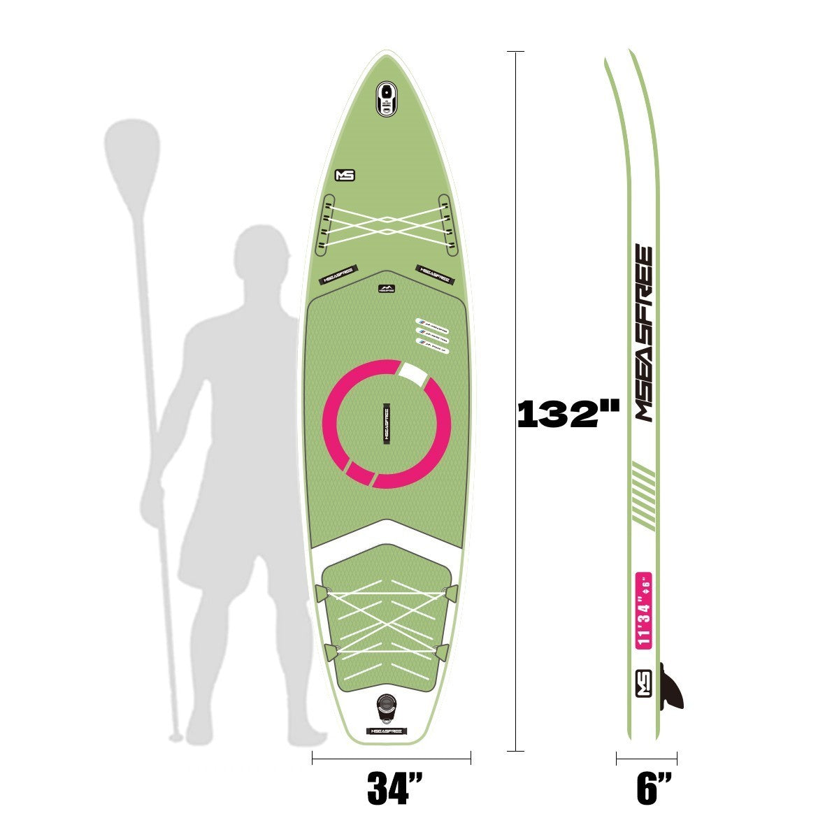 Inflatable Stand Up Paddle Board 11'x34"x6" With Premium SUP Accessories & Backpack, Wide Stance, Bottom Fin for Paddling, Paddle, Leash, Surf Control, Non-Slip Deck for Youth & Adult