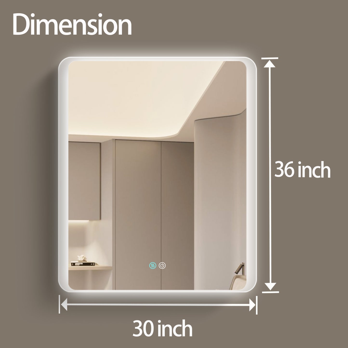 30 x 36 LED Mirror for Bathroom, LED Vanity Mirror, Adjustable 3 Color, Dimmable Vanity Mirror with Lights, Anti-Fog, Touch Control Wall Mounted Bathroom Mirror,Vertical