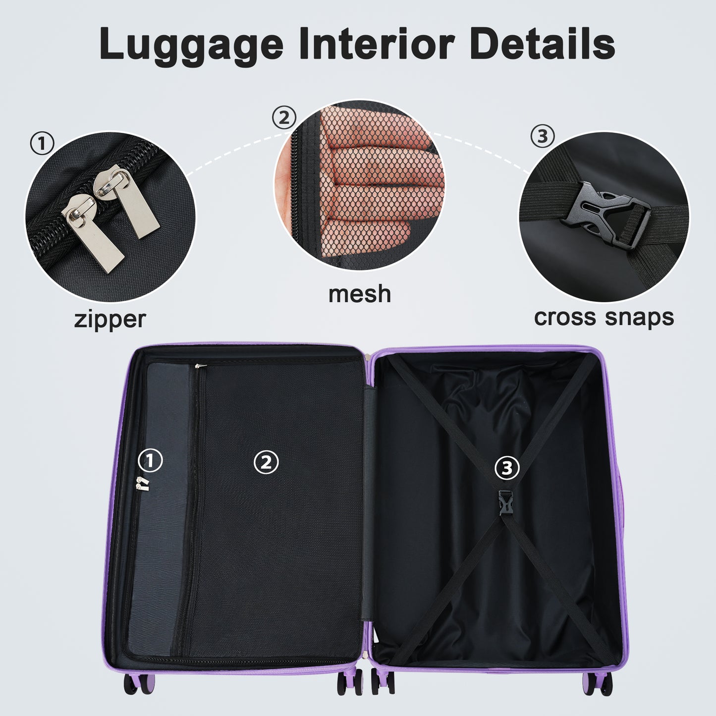 Contrast Color 3 Piece Luggage Set Hardside Spinner Suitcase with TSA Lock 20" 24' 28" Available