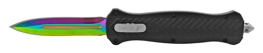 5.75" Side Splitter Automatic Stainless Steel OTF Out the Front Folding Pocket Knife - Black Titanium