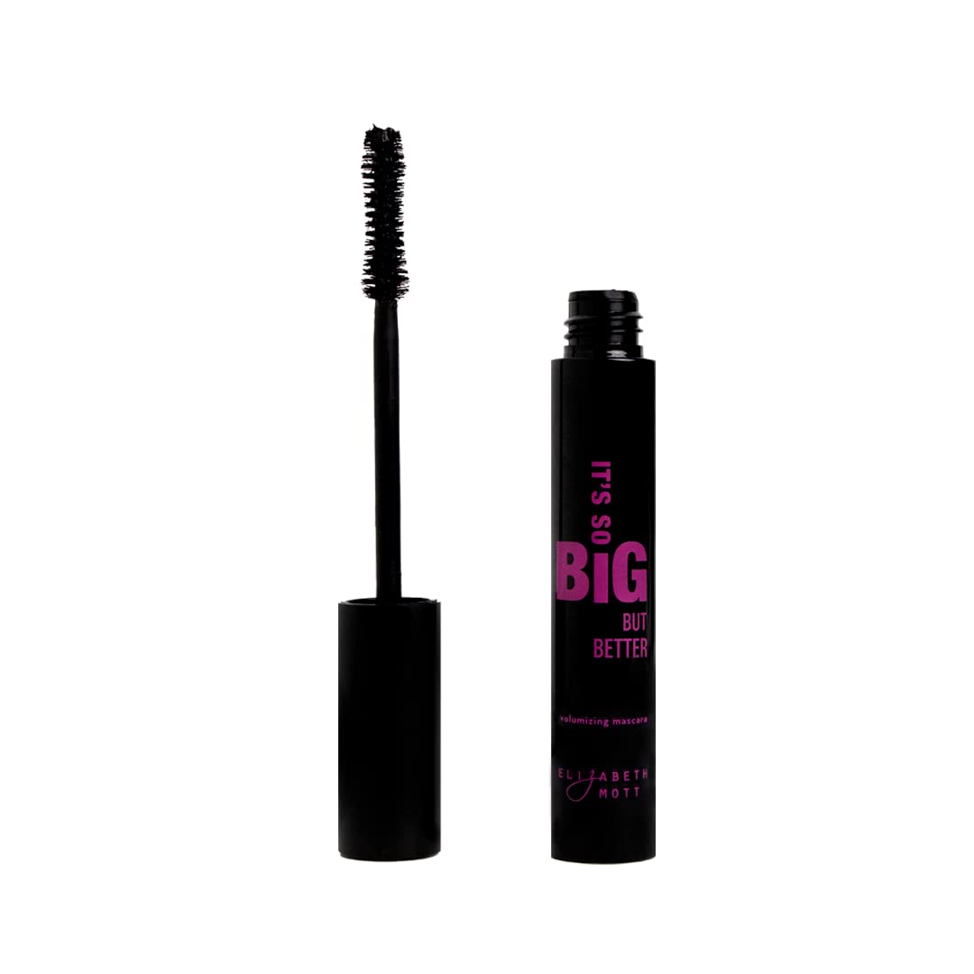 Turn heads with Cruelty-Free Black Volumizing Smudge Proof Mascara: Elizabeth Mott Mascara - Water-Resistant Liquid Lash Extending Tubing Mascara - No Clump, Flakes, Smudges