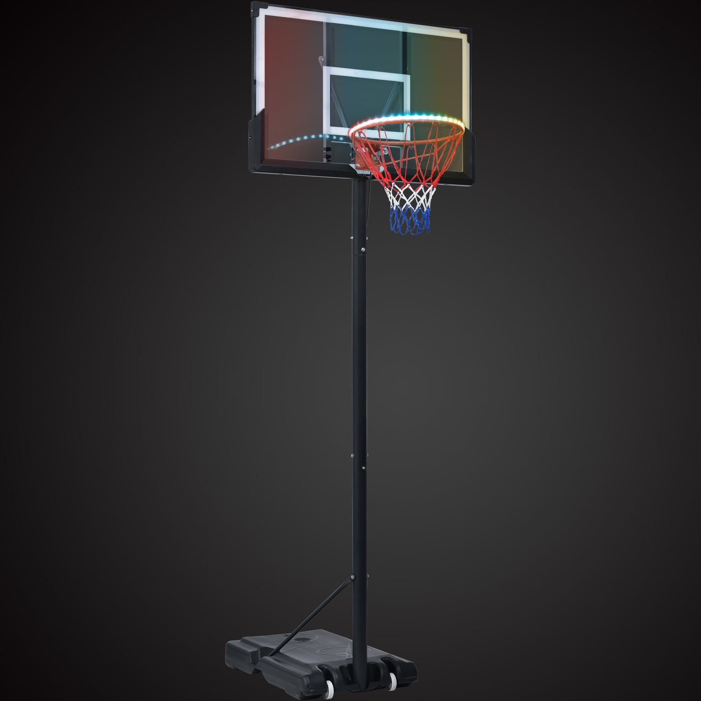 Portable Basketball Hoop Basketball System 4.76-10ft Height Adjustable for Youth Adults LED Basketball Hoop Lights, Colorful lights, Waterproof,Super Bright to Play at Night Outdoors,Good Gift for Kid