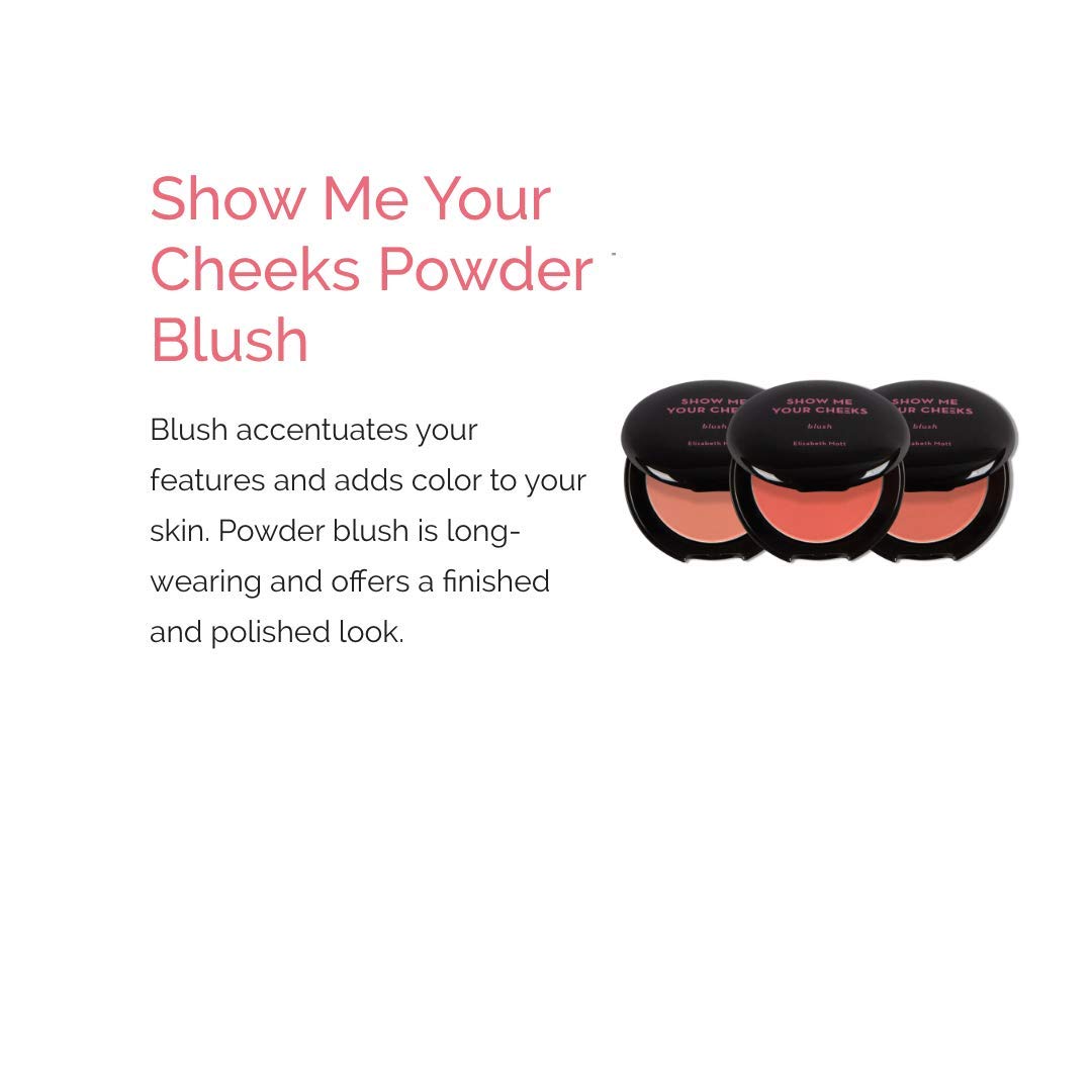 BE BOLD with Elizabeth Mott Natural Pink Blush Makeup - Show Me Your Cheeks Blush Natural Glow - Cruelty Free - Buildable & Blendable Cheek Blush with a Light Shimmer - Compact Blusher, Peach Pink