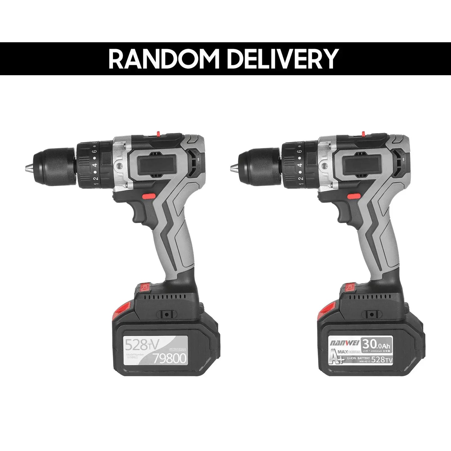 Home Cordless Electric Drill Driver 21V 30A Batteries Max Torque 200N.m Variable Speed Impact Hammer Drill Electric Screwdriver