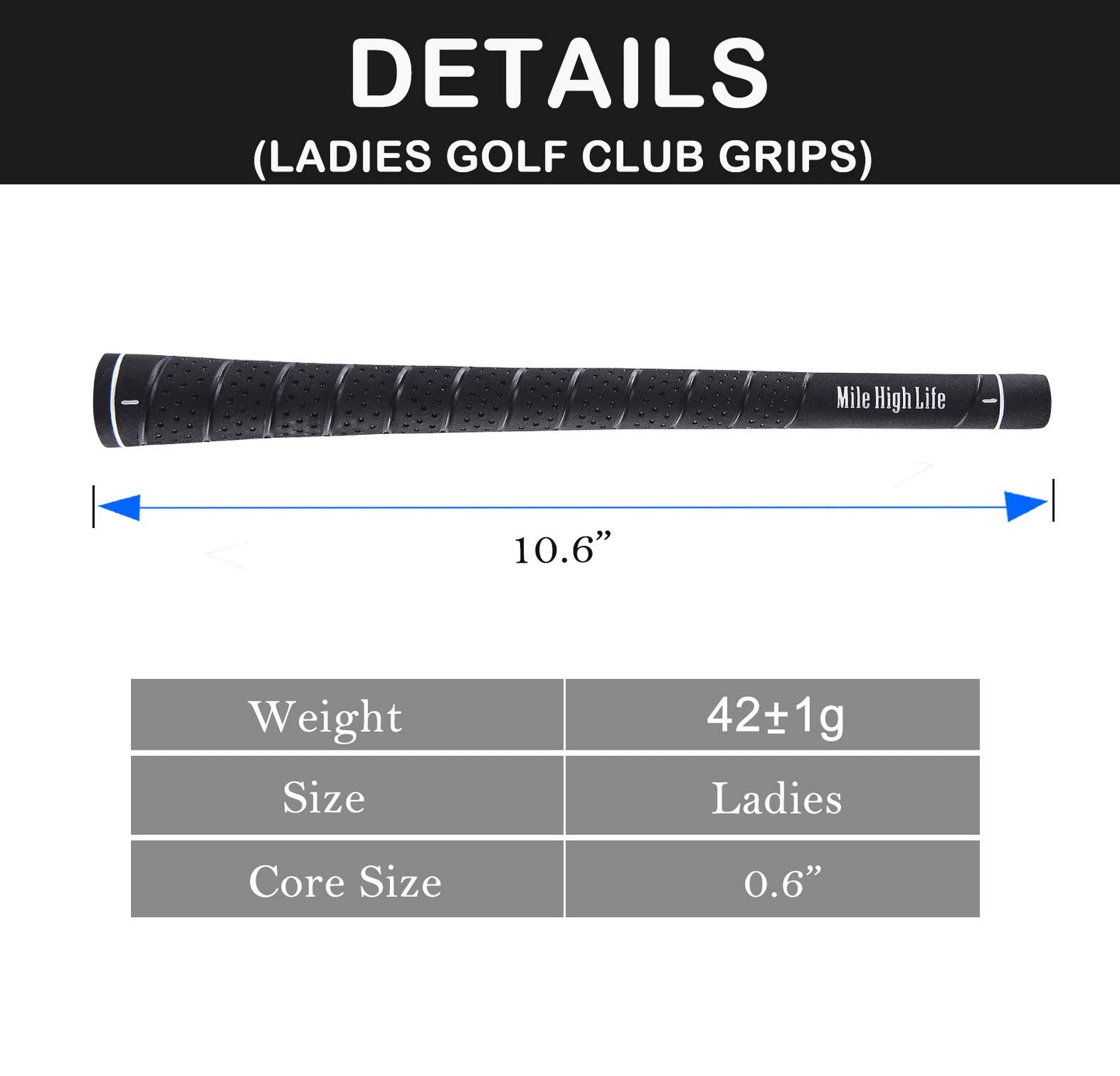 Mile High Life Golf Grips | Standard Golf Club Grips | 3 Pack or 13 Pack Golf Grips Bundle | Entry Level Rubber Golf Grip for Men, Women, Juniors