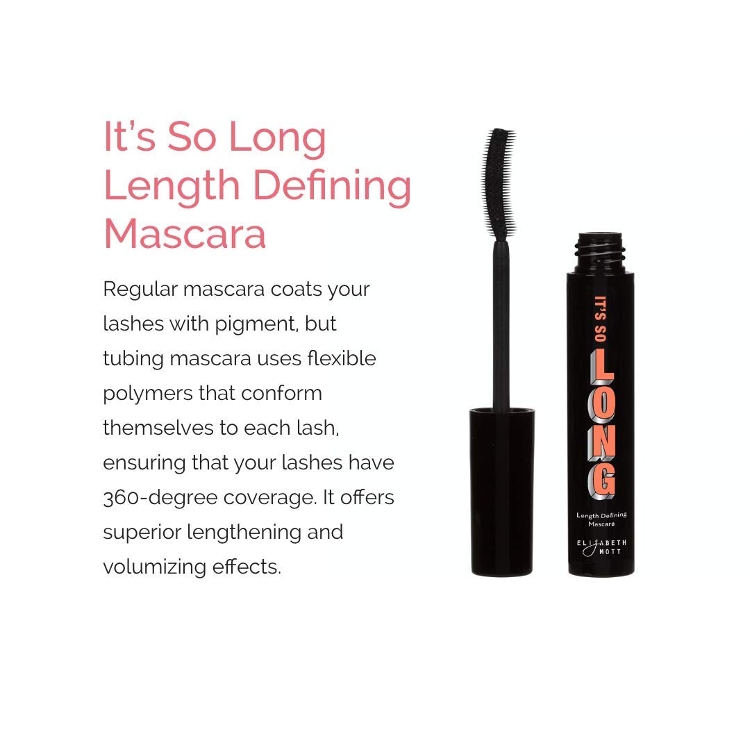 Turn heads with Cruelty-Free Black Volumizing Smudge Proof Mascara: Elizabeth Mott Mascara - Water-Resistant Liquid Lash Extending Tubing Mascara - No Clump, Flakes, Smudges