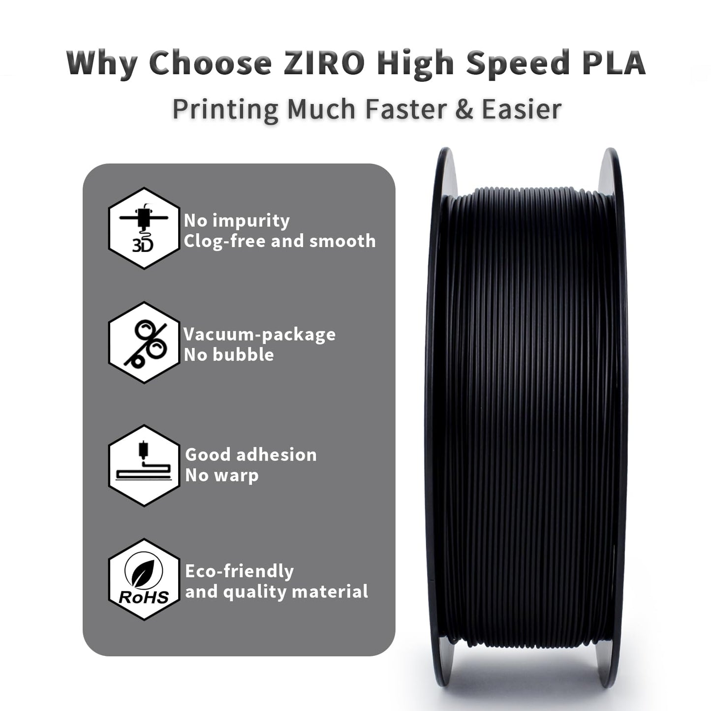 ZIRO High Speed Filament 1.75mm, Up to 600mm/s, HS-PLA Filament 1.75, Fast Printing Speedy PLA Filament, Dimensional Accuracy +/-0.03mm, Fit Most FDM 3D Printers, 3D Printing Rapid Spool, 1KG, Magenta