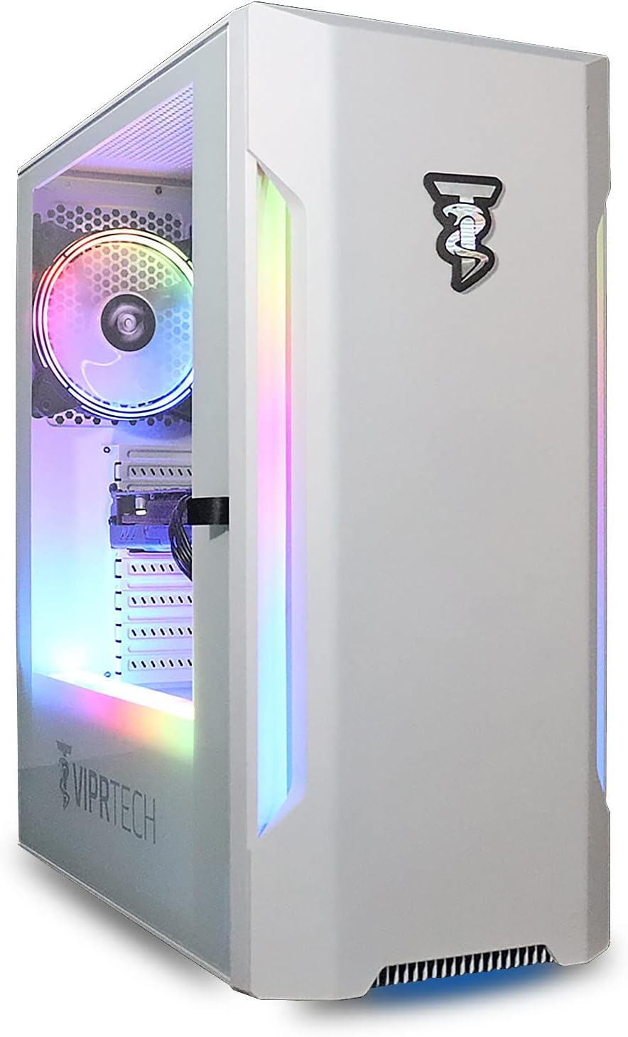 ViprTech Prime Gaming PC Computer Desktop - Intel Core i5 3rd Gen, GeForce GTX 750 4GB, 16GB RAM, 1TB HDD, WiFi, RGB Lighting, Windows 10 Pro, Streaming, Editing, White