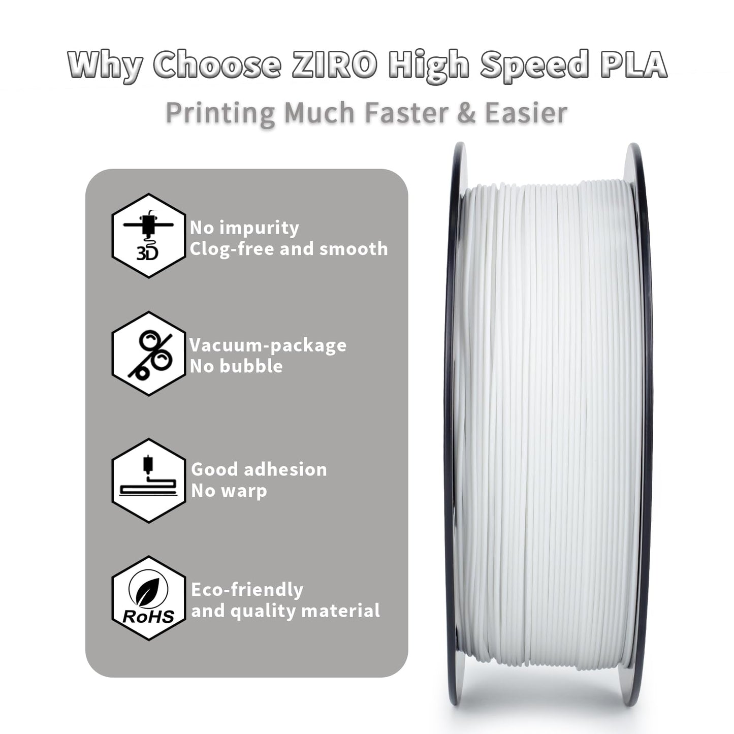 ZIRO High Speed Filament 1.75mm, Up to 600mm/s, HS-PLA Filament 1.75, Fast Printing Speedy PLA Filament, Dimensional Accuracy +/-0.03mm, Fit Most FDM 3D Printers, 3D Printing Rapid Spool, 1KG, Magenta