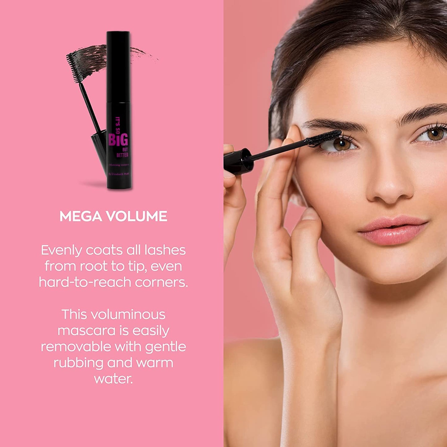 Turn heads with Cruelty-Free Black Volumizing Smudge Proof Mascara: Elizabeth Mott Mascara - Water-Resistant Liquid Lash Extending Tubing Mascara - No Clump, Flakes, Smudges