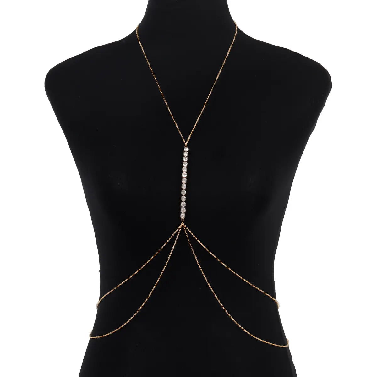 Sexy Chest Chain Necklace Layered Rhinestone Crossover Body Chain