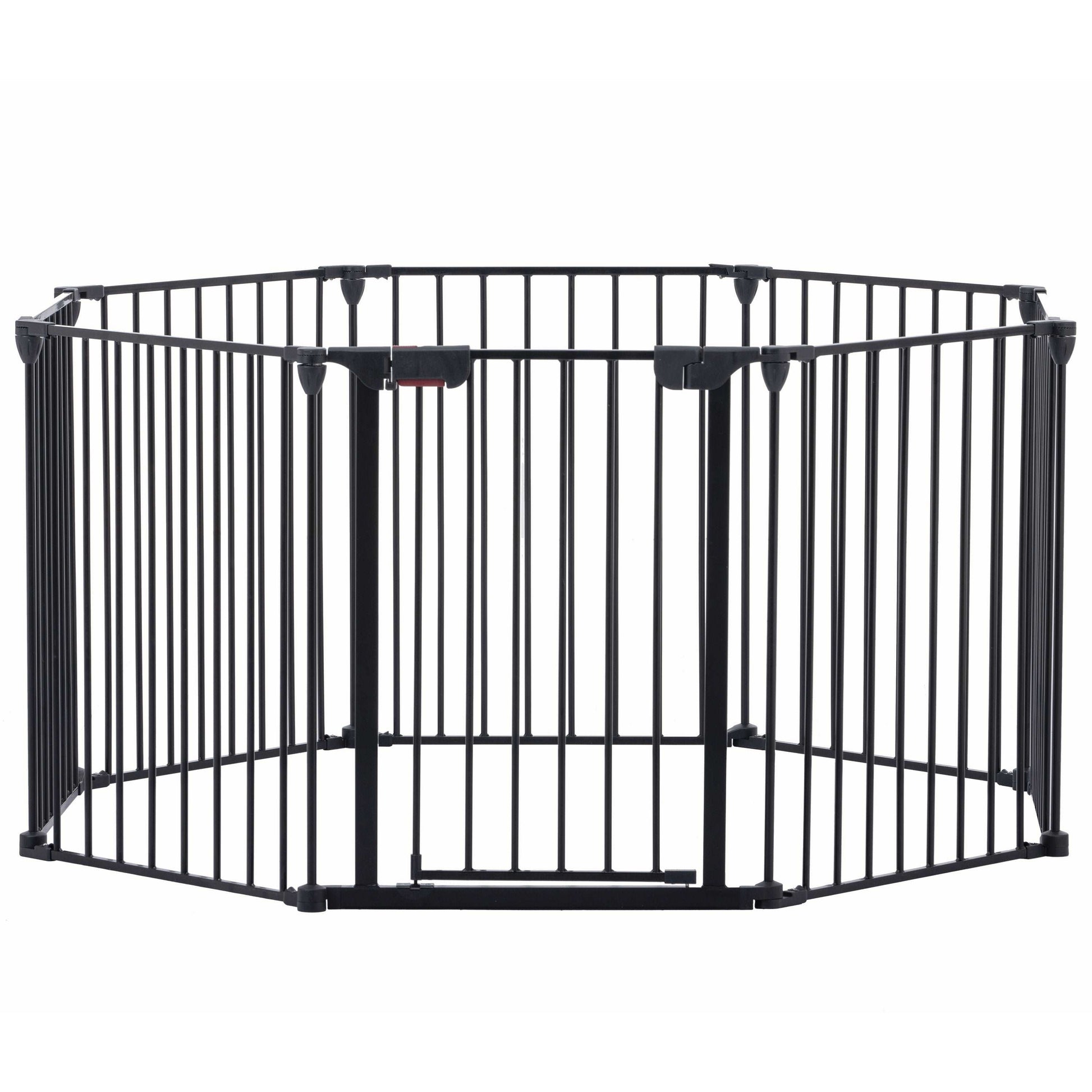 200" Adjustable Safety Gate 8 Panels Play Yard Metal Doorways Fireplace Fence Christmas Tree Fence Gate for House Stairs Gate prohibited area fence