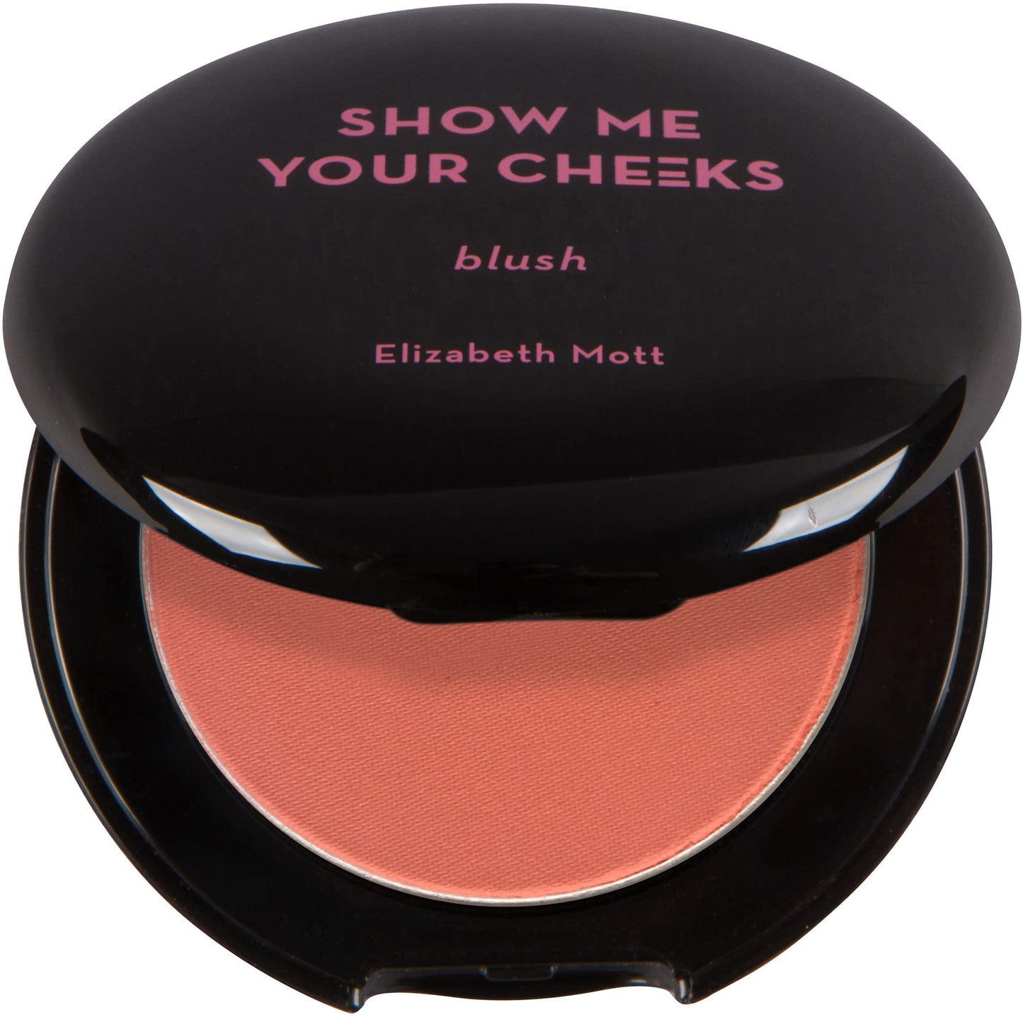 BE BOLD with Elizabeth Mott Natural Pink Blush Makeup - Show Me Your Cheeks Blush Natural Glow - Cruelty Free - Buildable & Blendable Cheek Blush with a Light Shimmer - Compact Blusher, Peach Pink