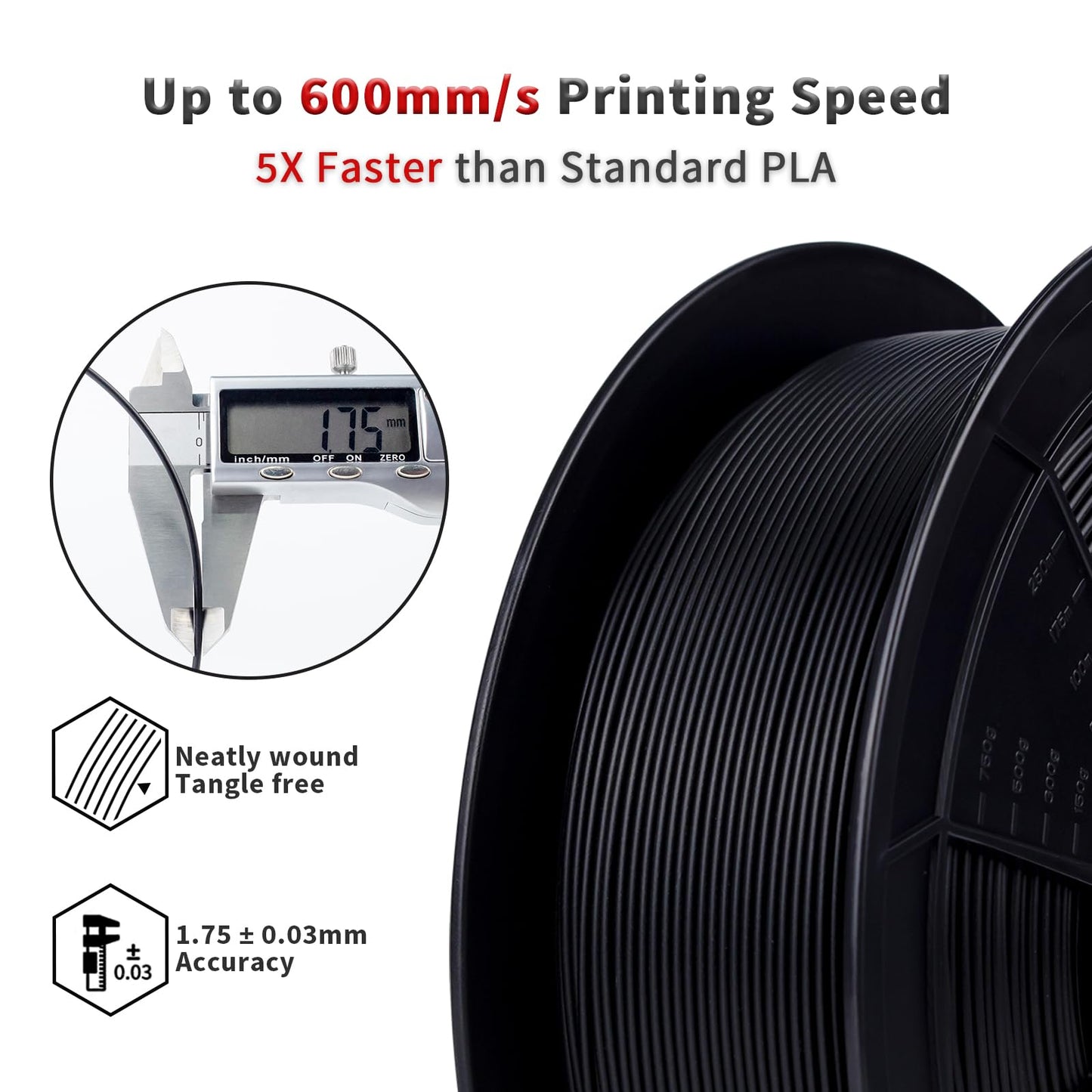 ZIRO High Speed Filament 1.75mm, Up to 600mm/s, HS-PLA Filament 1.75, Fast Printing Speedy PLA Filament, Dimensional Accuracy +/-0.03mm, Fit Most FDM 3D Printers, 3D Printing Rapid Spool, 1KG, Magenta