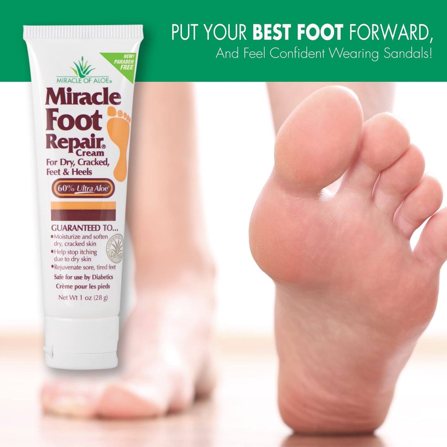 Miracle Foot Repair Cream | Fast Relief for Dry, Cracked, Itchy Feet and Heels | Moisturizes | Softens | Restores Comfort | Stops Nasty Odor