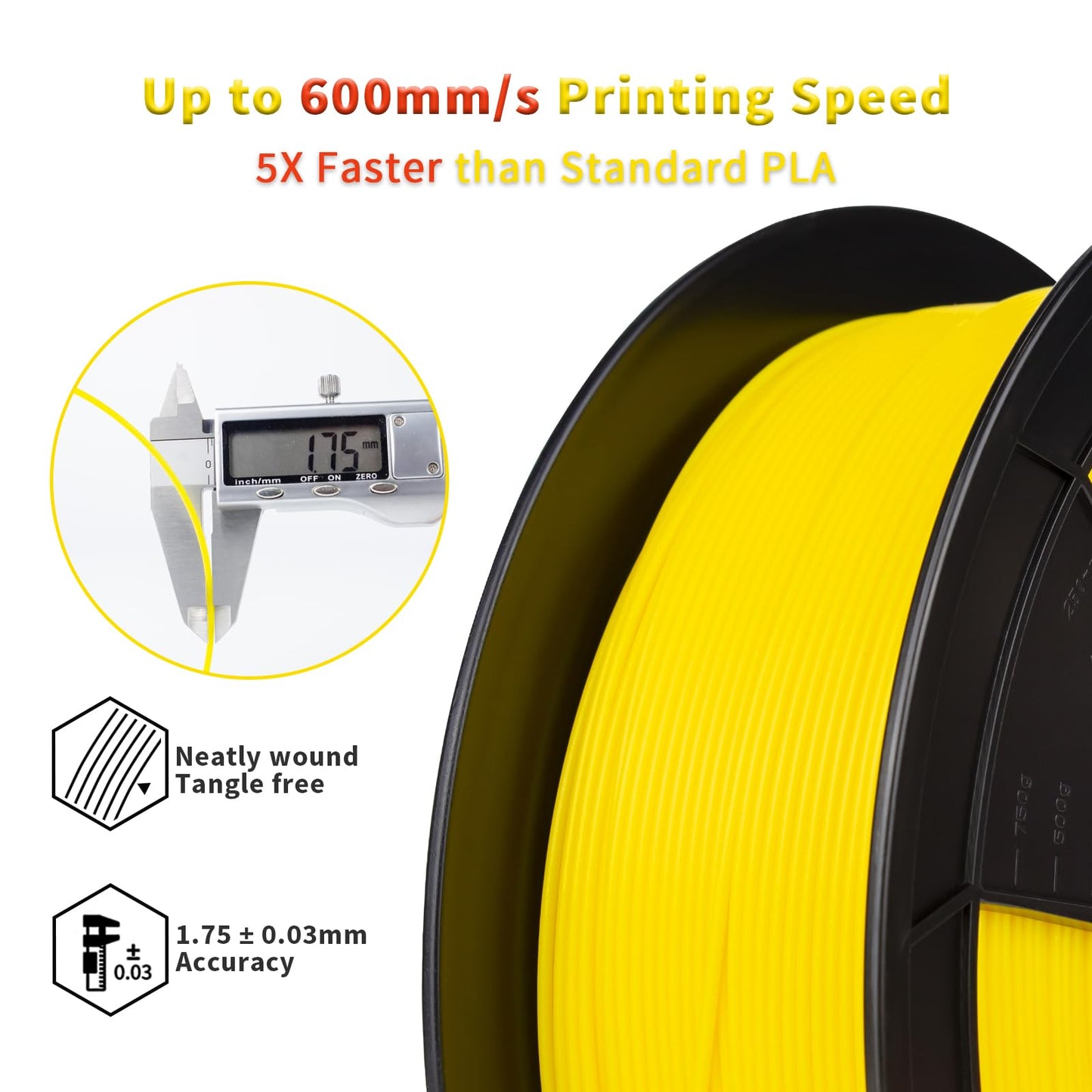 ZIRO High Speed Filament 1.75mm, Up to 600mm/s, HS-PLA Filament 1.75, Fast Printing Speedy PLA Filament, Dimensional Accuracy +/-0.03mm, Fit Most FDM 3D Printers, 3D Printing Rapid Spool, 1KG, Magenta