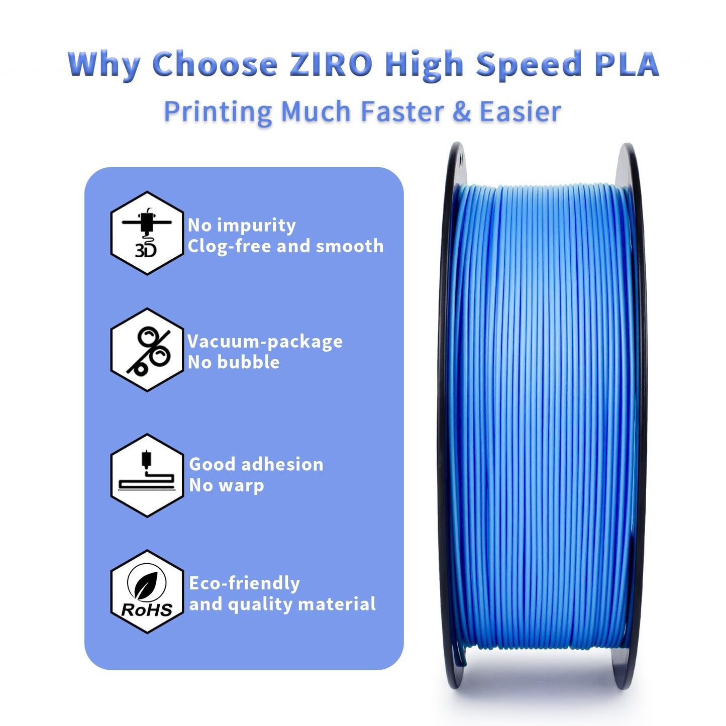 ZIRO High Speed Filament 1.75mm, Up to 600mm/s, HS-PLA Filament 1.75, Fast Printing Speedy PLA Filament, Dimensional Accuracy +/-0.03mm, Fit Most FDM 3D Printers, 3D Printing Rapid Spool, 1KG, Magenta