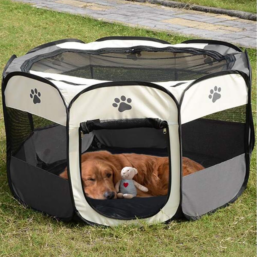 Mile High Life | Foldable Dog Playpen | Portable Dog Crate w Removable Shade Cover | Dog Kennel Indoor/Outdoor w Carry Case | Pen Tent for Dog/Cat/Rabbit