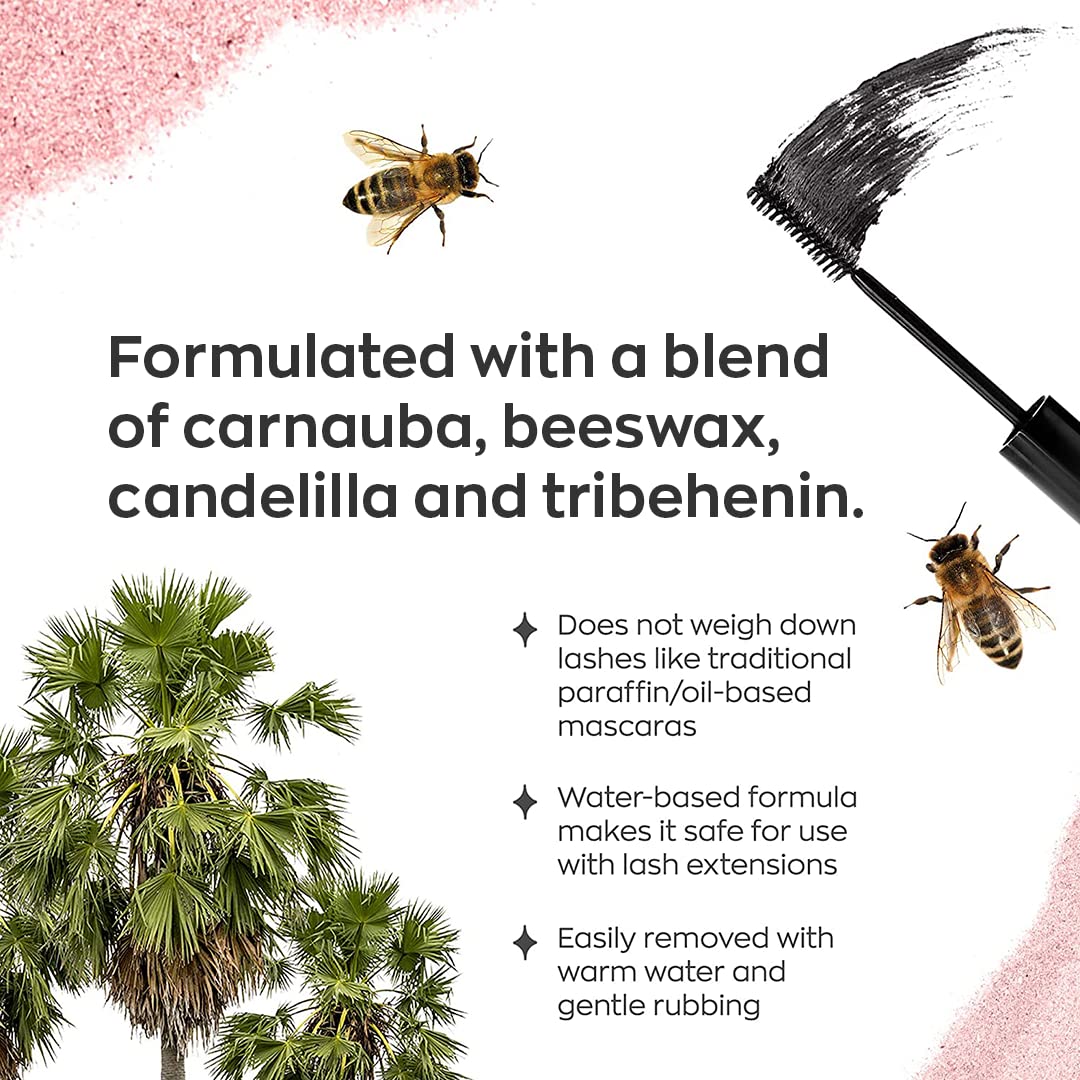 Turn heads with Cruelty-Free Black Volumizing Smudge Proof Mascara: Elizabeth Mott Mascara - Water-Resistant Liquid Lash Extending Tubing Mascara - No Clump, Flakes, Smudges