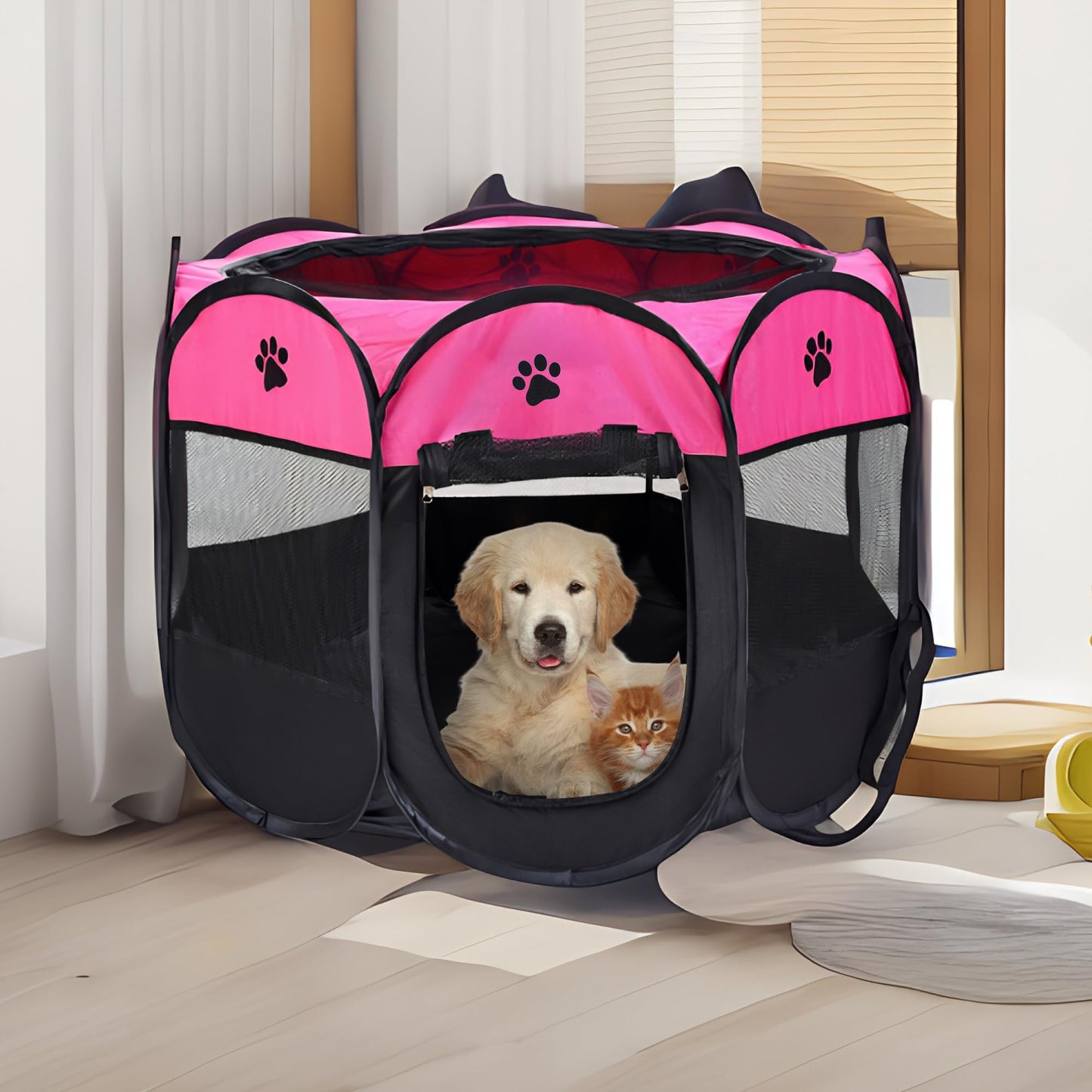 Mile High Life | Foldable Dog Playpen | Portable Dog Crate w Removable Shade Cover | Dog Kennel Indoor/Outdoor w Carry Case | Pen Tent for Dog/Cat/Rabbit