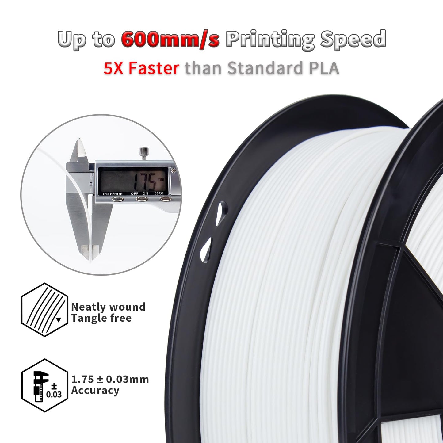 ZIRO High Speed Filament 1.75mm, Up to 600mm/s, HS-PLA Filament 1.75, Fast Printing Speedy PLA Filament, Dimensional Accuracy +/-0.03mm, Fit Most FDM 3D Printers, 3D Printing Rapid Spool, 1KG, Magenta