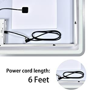 Simple Deluxe 36 x 28 Inch Large Wall Anti-Fog Dimmable LED Bathroom Vanity Makeup Mirror with White/Warm Light（Horizontal/Vertical）, Transparent