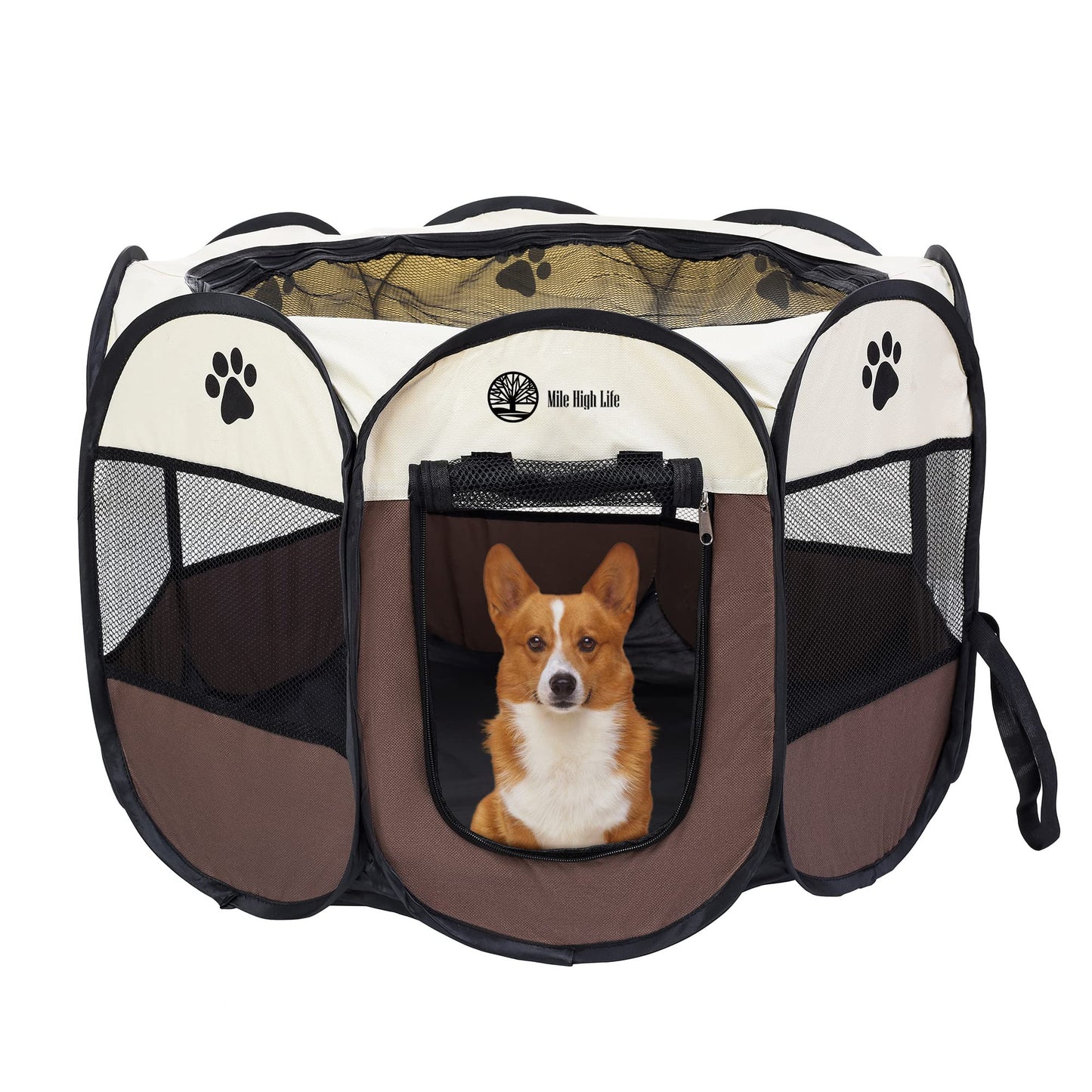 Mile High Life | Foldable Dog Playpen | Portable Dog Crate w Removable Shade Cover | Dog Kennel Indoor/Outdoor w Carry Case | Pen Tent for Dog/Cat/Rabbit