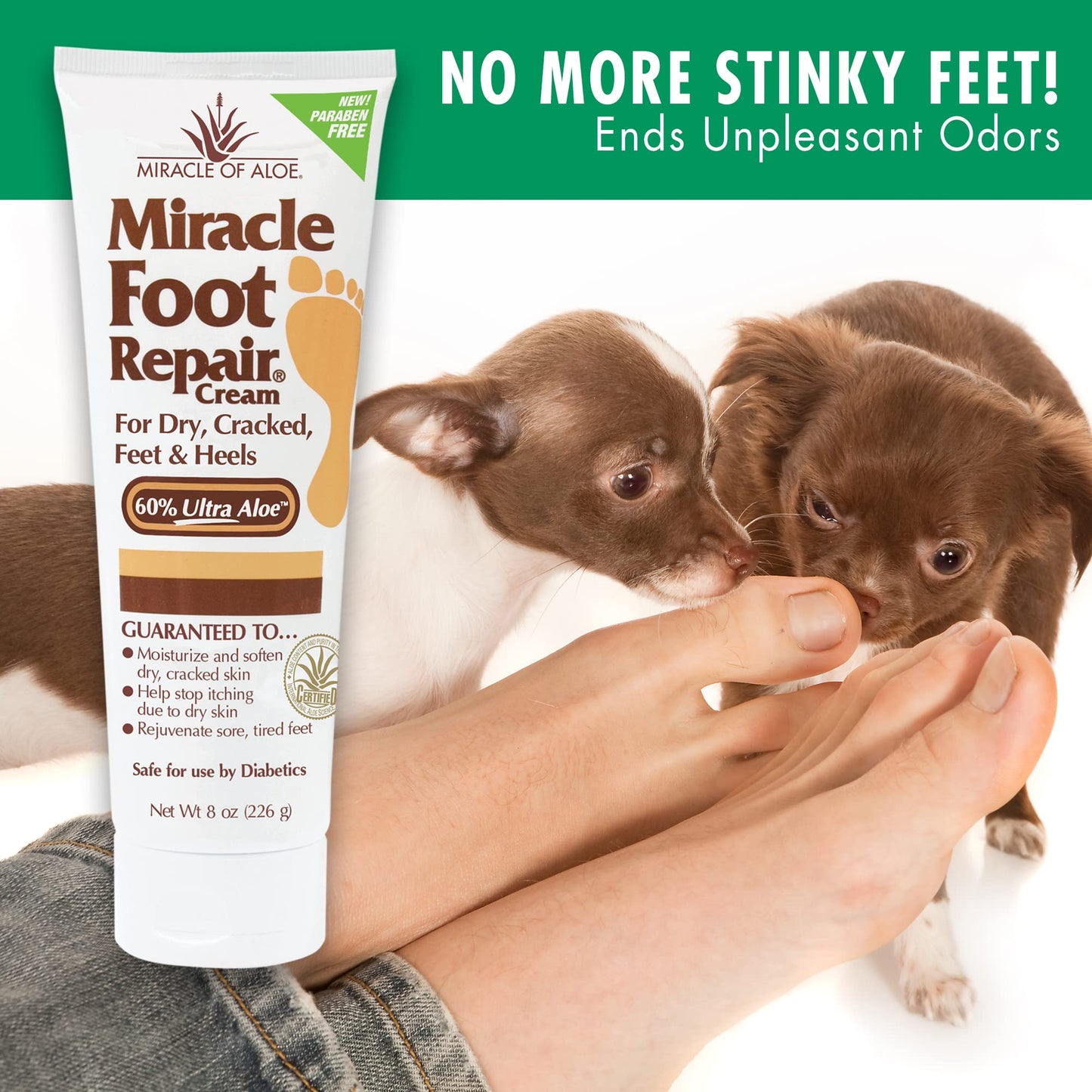 Miracle Foot Repair Cream | Fast Relief for Dry, Cracked, Itchy Feet and Heels | Moisturizes | Softens | Restores Comfort | Stops Nasty Odor