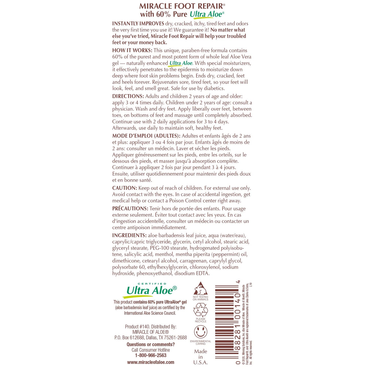 Miracle Foot Repair Cream | Fast Relief for Dry, Cracked, Itchy Feet and Heels | Moisturizes | Softens | Restores Comfort | Stops Nasty Odor