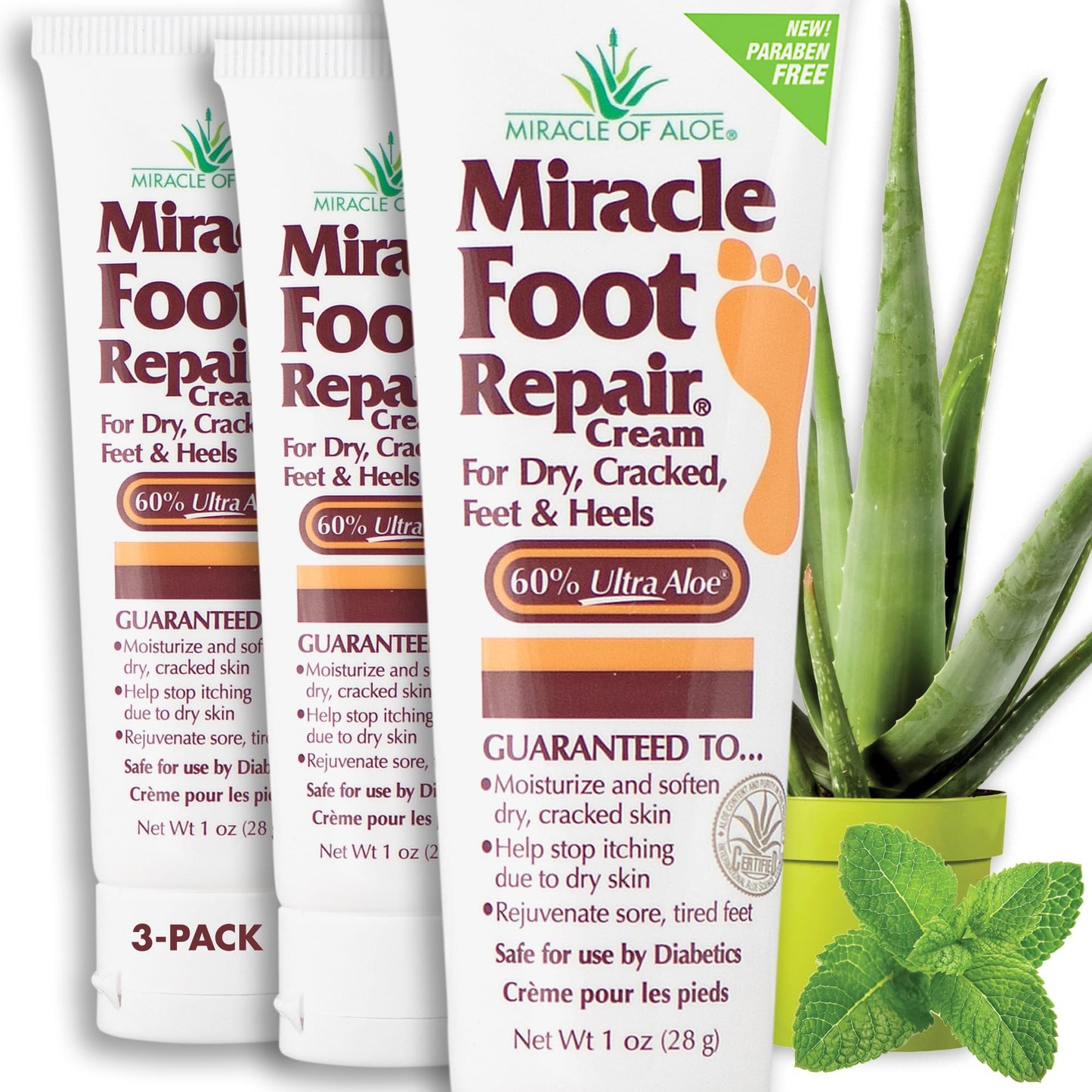 Miracle Foot Repair Cream | Fast Relief for Dry, Cracked, Itchy Feet and Heels | Moisturizes | Softens | Restores Comfort | Stops Nasty Odor