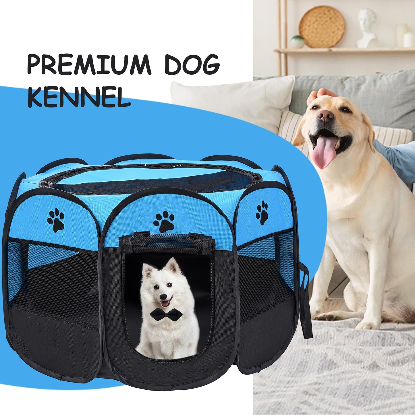 Mile High Life | Foldable Dog Playpen | Portable Dog Crate w Removable Shade Cover | Dog Kennel Indoor/Outdoor w Carry Case | Pen Tent for Dog/Cat/Rabbit